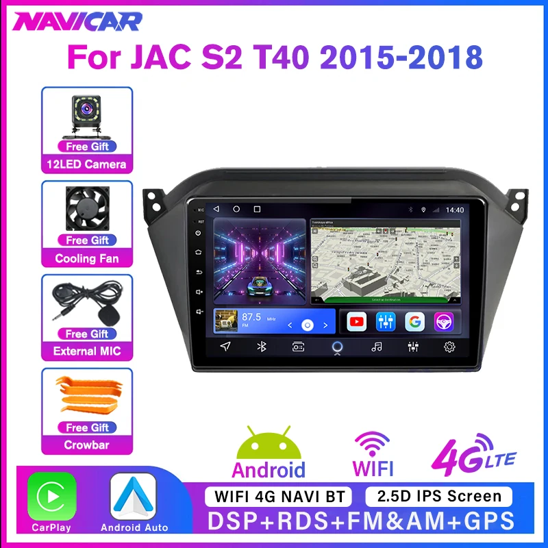 

NAVICAR 2Din Android10 Car Radio For JAC S2 T40 2015-2018 Auto Radio GPS Navigation Stereo Receiver Car Video Multimedia Player