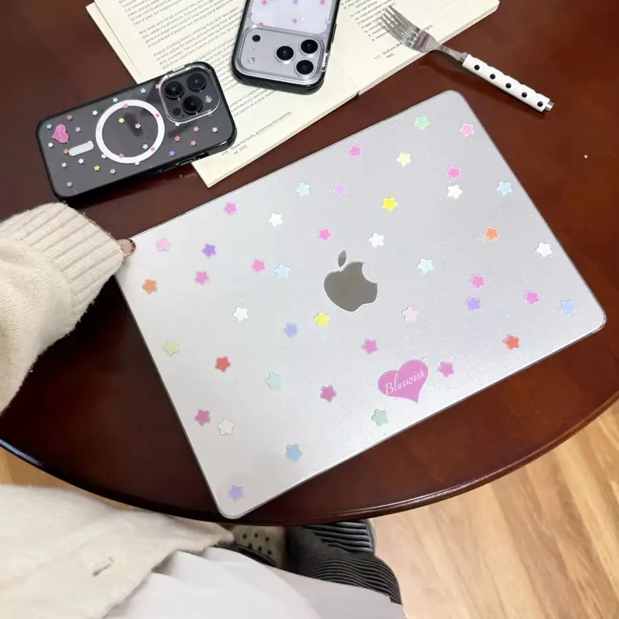 Colorful StarsGlitter Laptop Case For Macbook Neo 2026 A3404 Air 13.6 15 M5 M4 M2 M3 Cover Pro 13 16 M1 M2 14 Accessories Cover