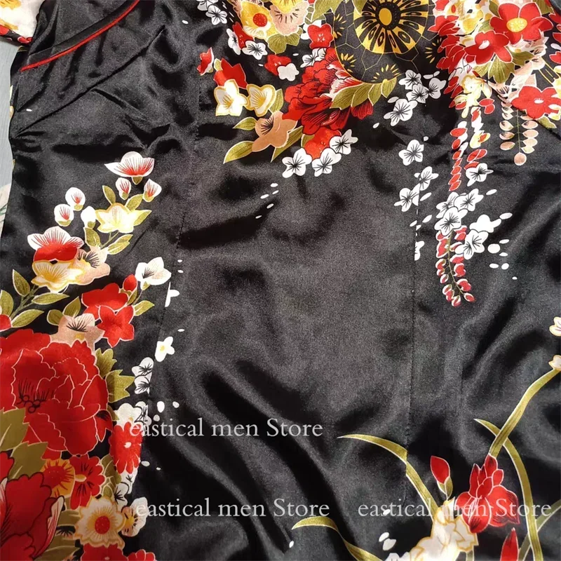Gothic Dark Cheongsams Retro Button Down Vestidos Lady Sexy Flower Print Dress Lolita Jk Cosplay New Chinese Dresses Black Qipao
