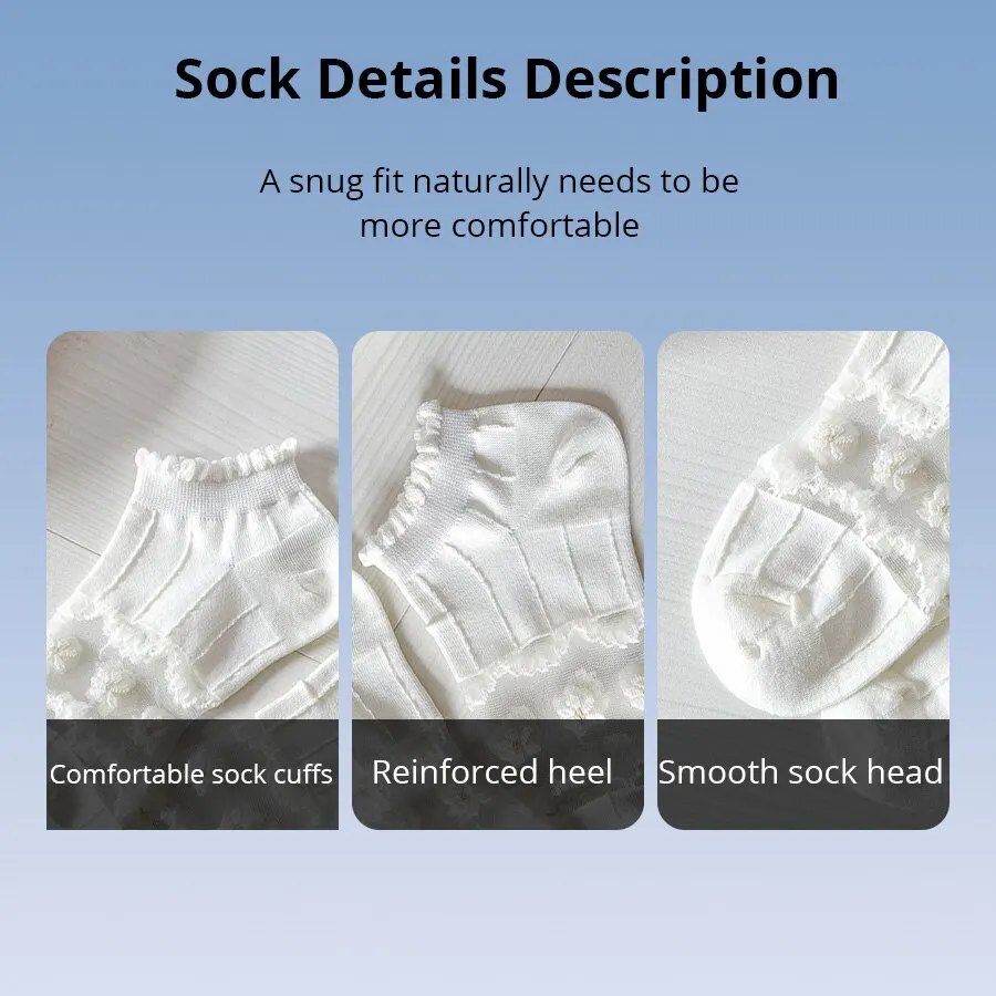 5 Pairs Summer Women White Glass Silk Breathable Sexy Transparent Socks Low Tube Thin Bubble Short Socks