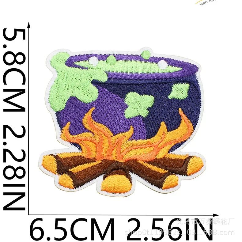 Ghost Car Embroidery Cloth Sticker Halloween Theme Computer Embroidery Label Owl Witch Hat Bag Decoration Patch Sticker