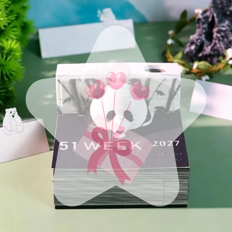 Sophisticated 2027 Desk Calendar Tear-away 3D Paper Design for Stylish Organizers