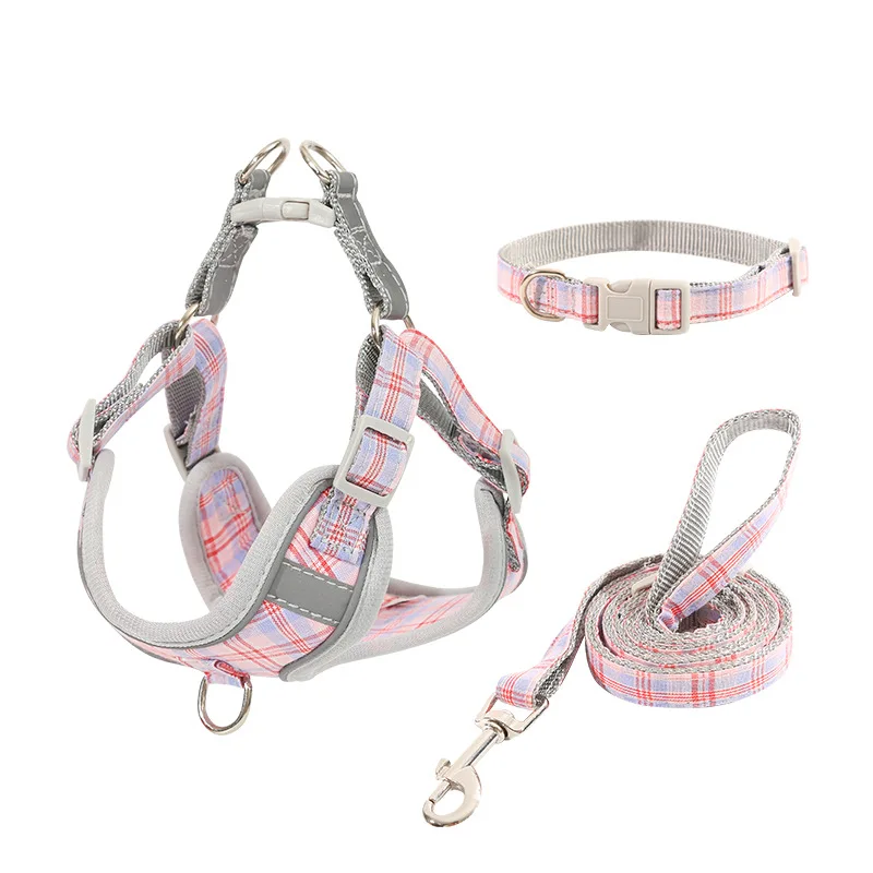 Harness Pets Polyester Nylon Strong Large Weighted Dog Collar Leash Harness Sets For Walking Pets