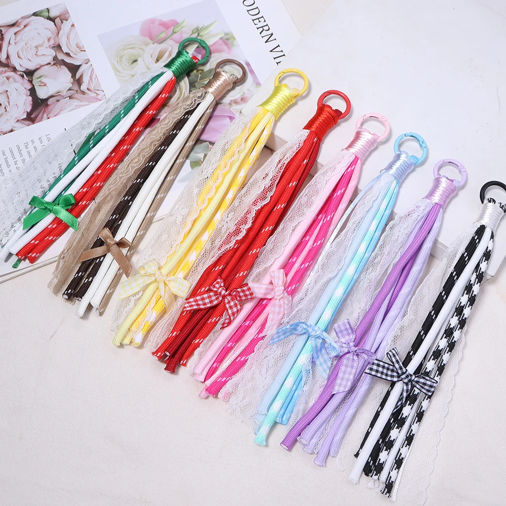 Lace Braided Lanyard Keychain with Bow Pendant
