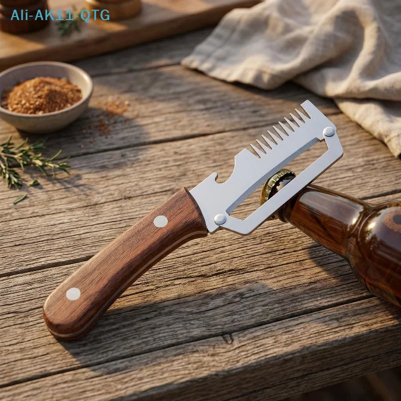 Hot Hot！Multi-Functional Kitchen Peeler 4-in-1 Stainless Steel Vegetable Fruit Slicer Cutter Julienne Tool With Bottle Opener