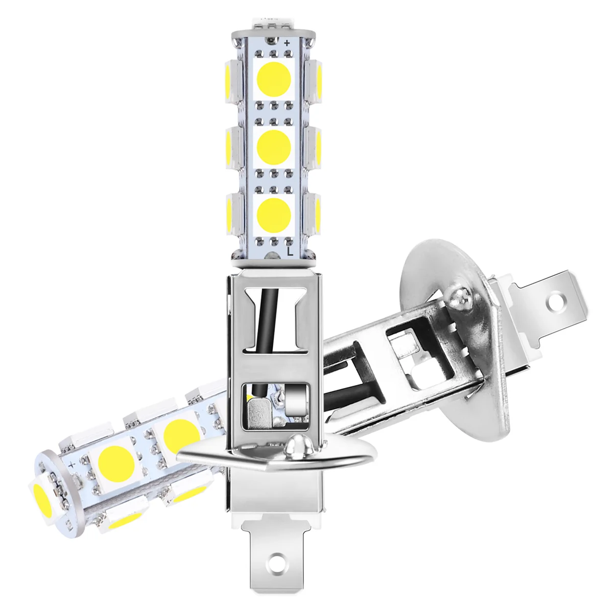 白い自動ヘッドライトランプ,SMD 5050 LEDチップ,H1, 13, 2個