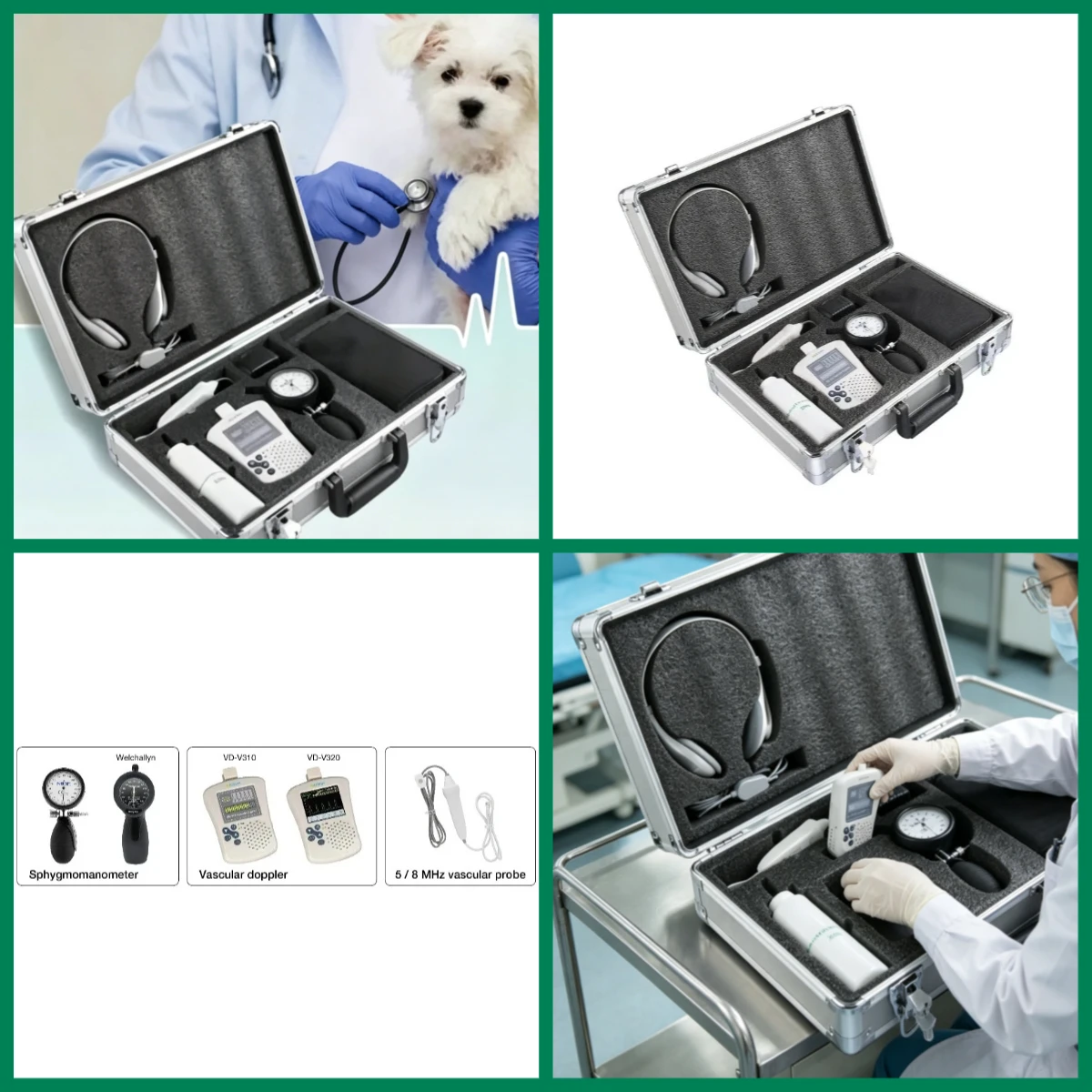 Veterinary integrated digital Doppler blood pressure monitor, animal blood pressure data collection and testing equipment