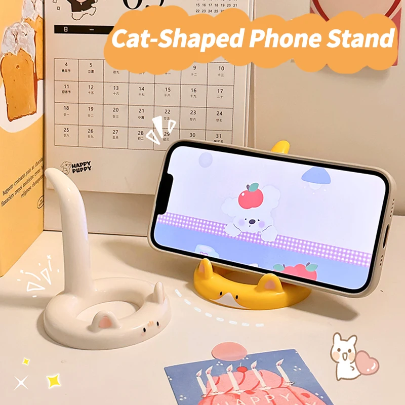 

Hot-Selling Cute Cartoon Cat Phone Stand, Desktop Lazy Holder, Creative Cute Pet Phone Rack for Office