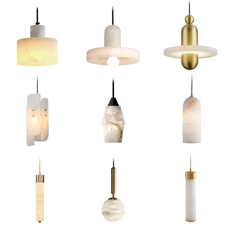 Natural Spanish Marble Pendant Light Bedside Luxurious Restaurant Bar Counter Master Bedroom Kitchen Villa Loft Foyer Chandelier