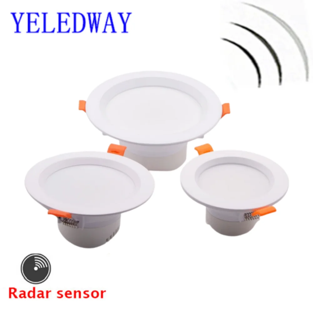 ไฟดาวน์ไลท์ LED ฝังฝ้าเพดาน 5W 7W 9W สำหรับห้องน้ำ บันได ระเบียง ทางเดิน โรงรถ พร้อมเซ็นเซอร์เรดาร์อัจฉริยะ 220V