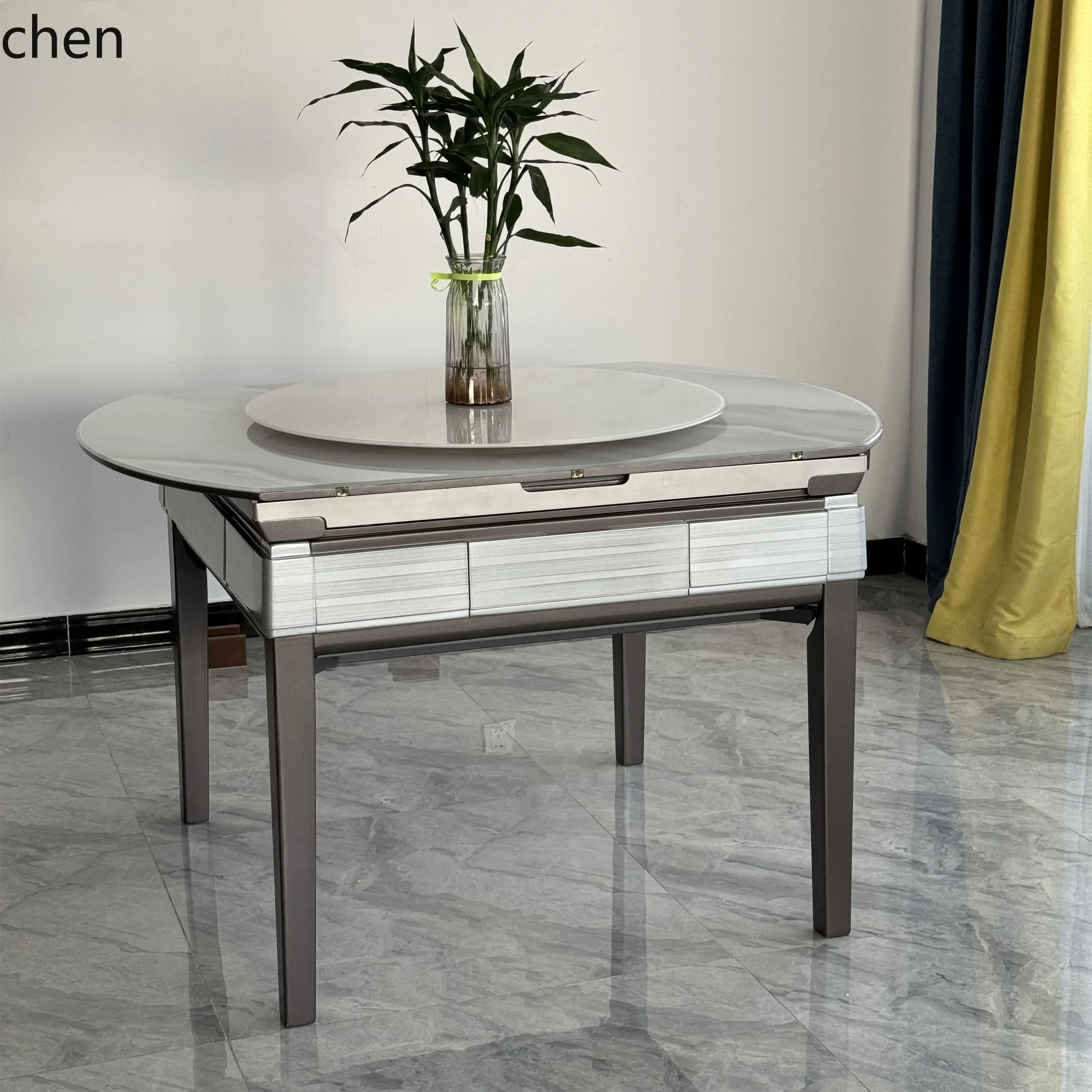 new solid wood mahjong table integrated, long dining table dual-purpose mahjong machine, automatic dining  mute