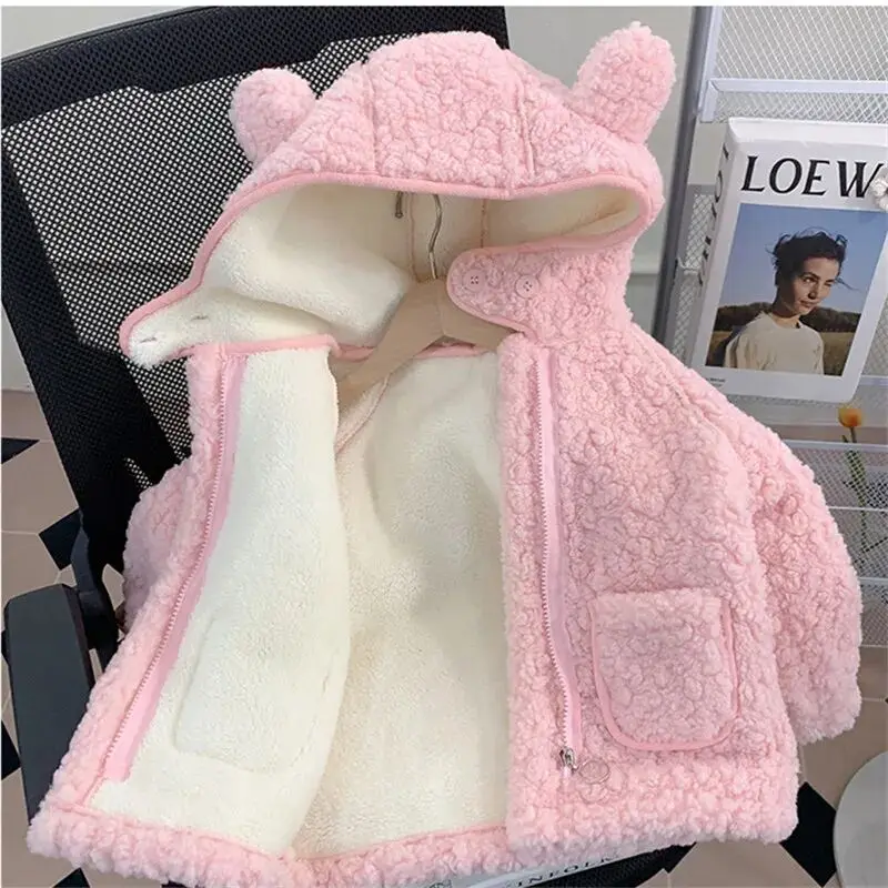 New Baby and Girls' Coat with Autumn and Winter Plush Thickened Children's Western Lamb Hair Overcoat