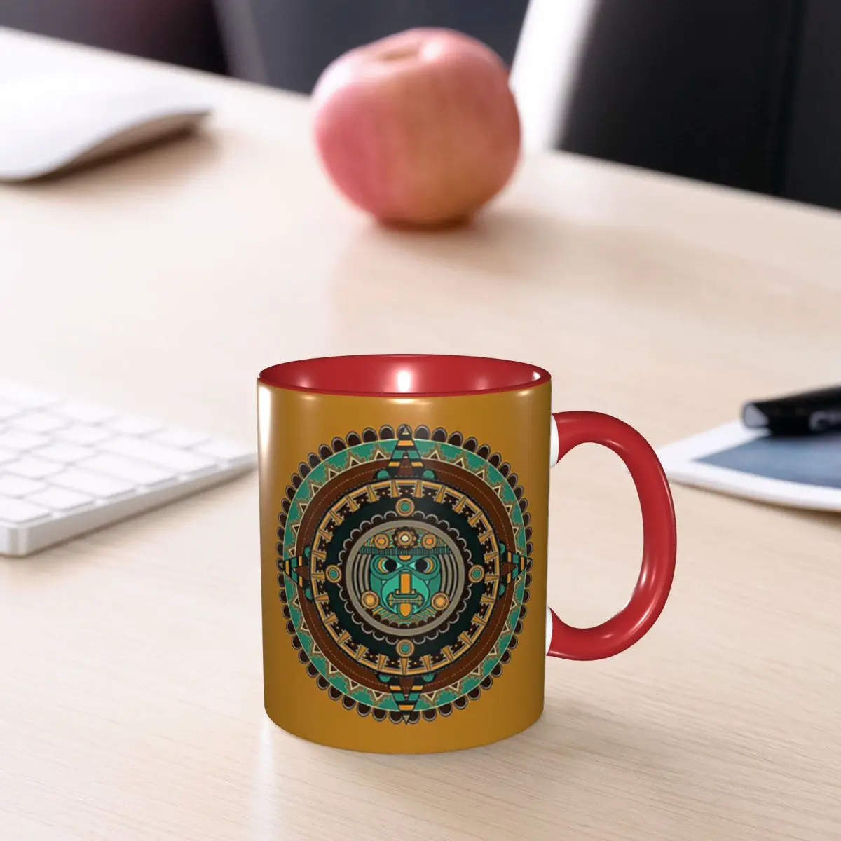 Aztec Calendar Mug Funny Ceramic Coffee Cups Tea Mugs Milk Cup Drinkware Gifts for Woman Man