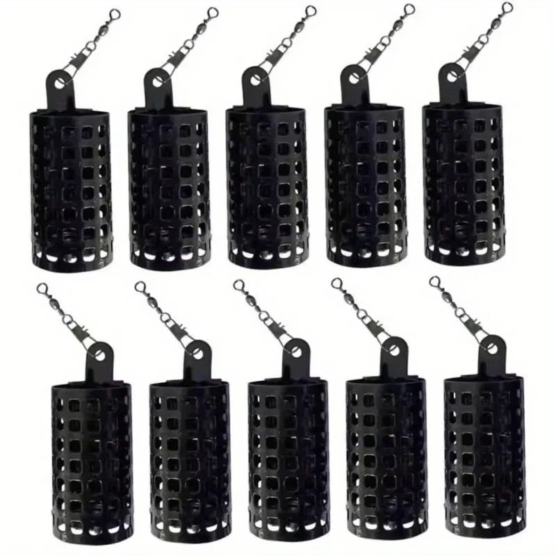 Ackibbik 3 Stück runder, quadratischer Angel-Feeder-Käfig, Metall-Feeder, Korbkäfig, Angelköder-Käfig für Karpfenangeln, Zubehör