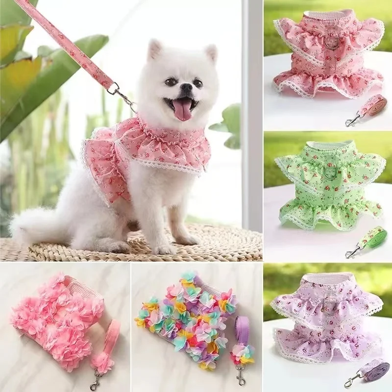 Luxurious Exclusive Premium Elegant Floral Pattern Lace Pet Clothing for Cats and Dogs - High-Quality Petal Chest Strap for Maxi