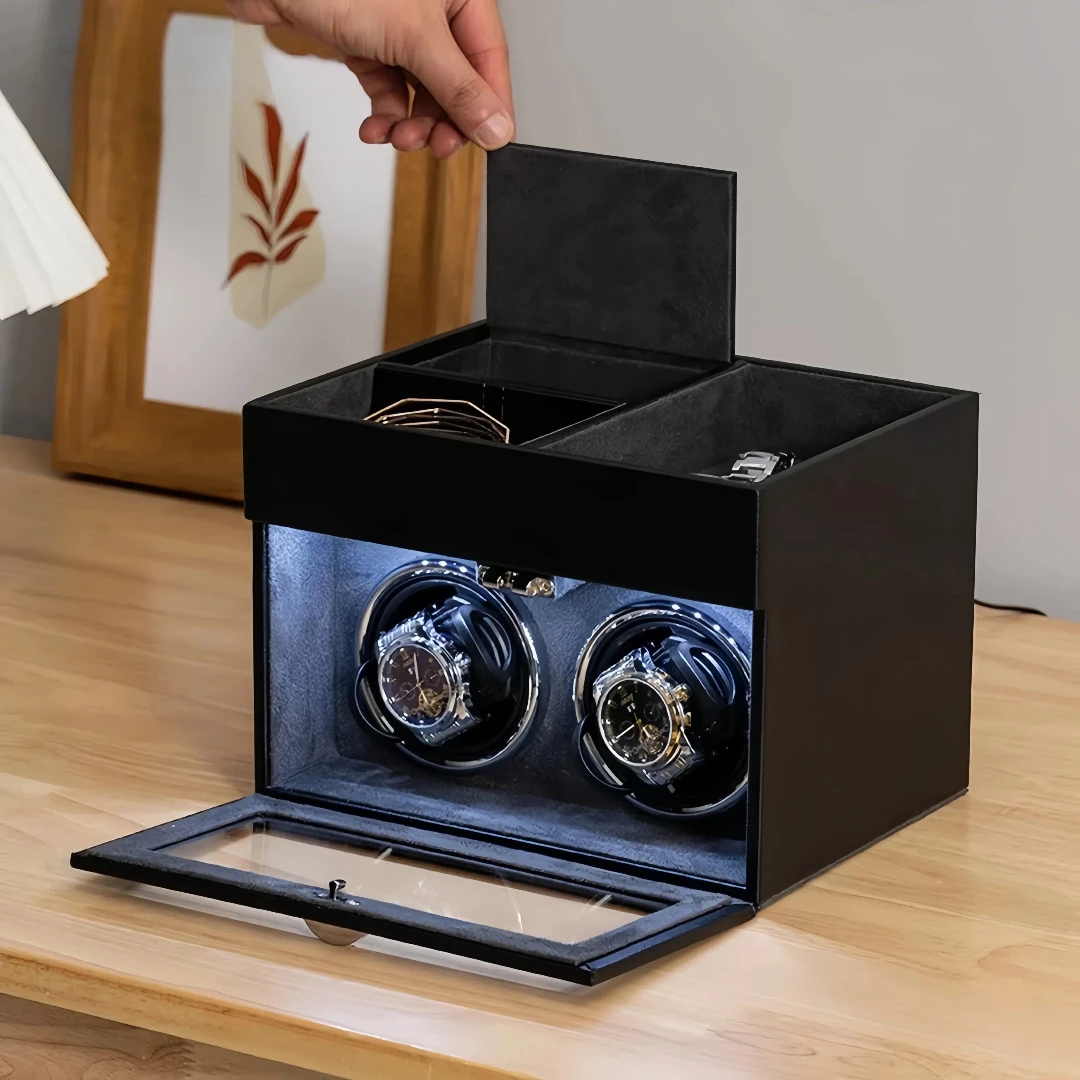 Bobinadora automática de relojes de lujo con estuche para almacenamiento de joyas, Motor Mabuchi japonés silencioso, modos ajustables para bobinadoras de relojes