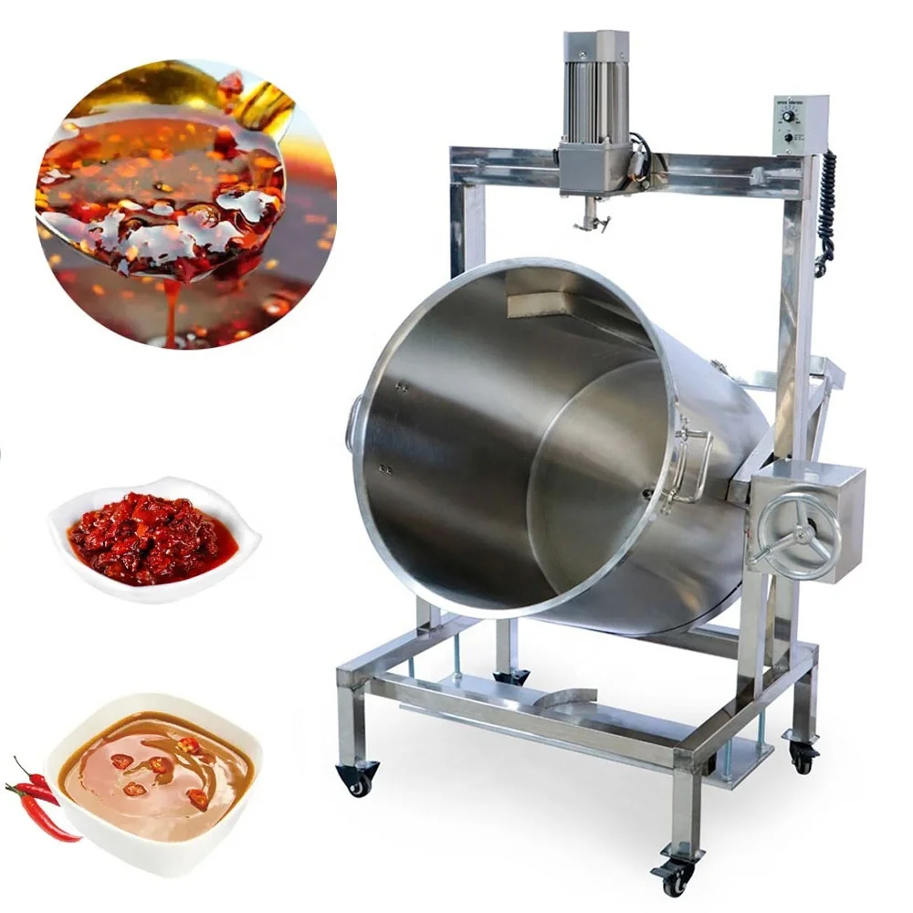 Slurry Jam Paste Cooker With Mixer Incline Gas Stirring Pot For Chili Sauce Food Fillings Hot Pot Sauce Stir-fry Machine