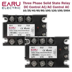 Three Phase Solid State Relay Module DC Control AC SSR AC Control AC 10A 25A 40A 60A 80A 100A 120A 150A 200A Heat Sink 480VAC