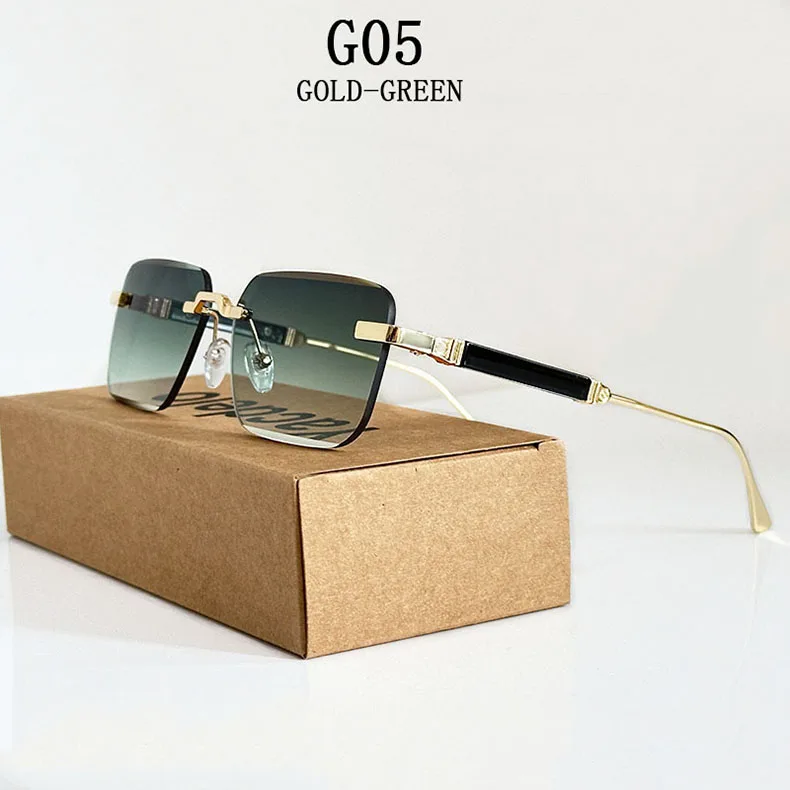 Neue 2024 Quadratische Sonnenbrille Frauen Trendy Vintage Designer Randlose Sonnenbrille Für Männer Urlaub Mode Gläser Lentes De Sol Mujer – Detail 5