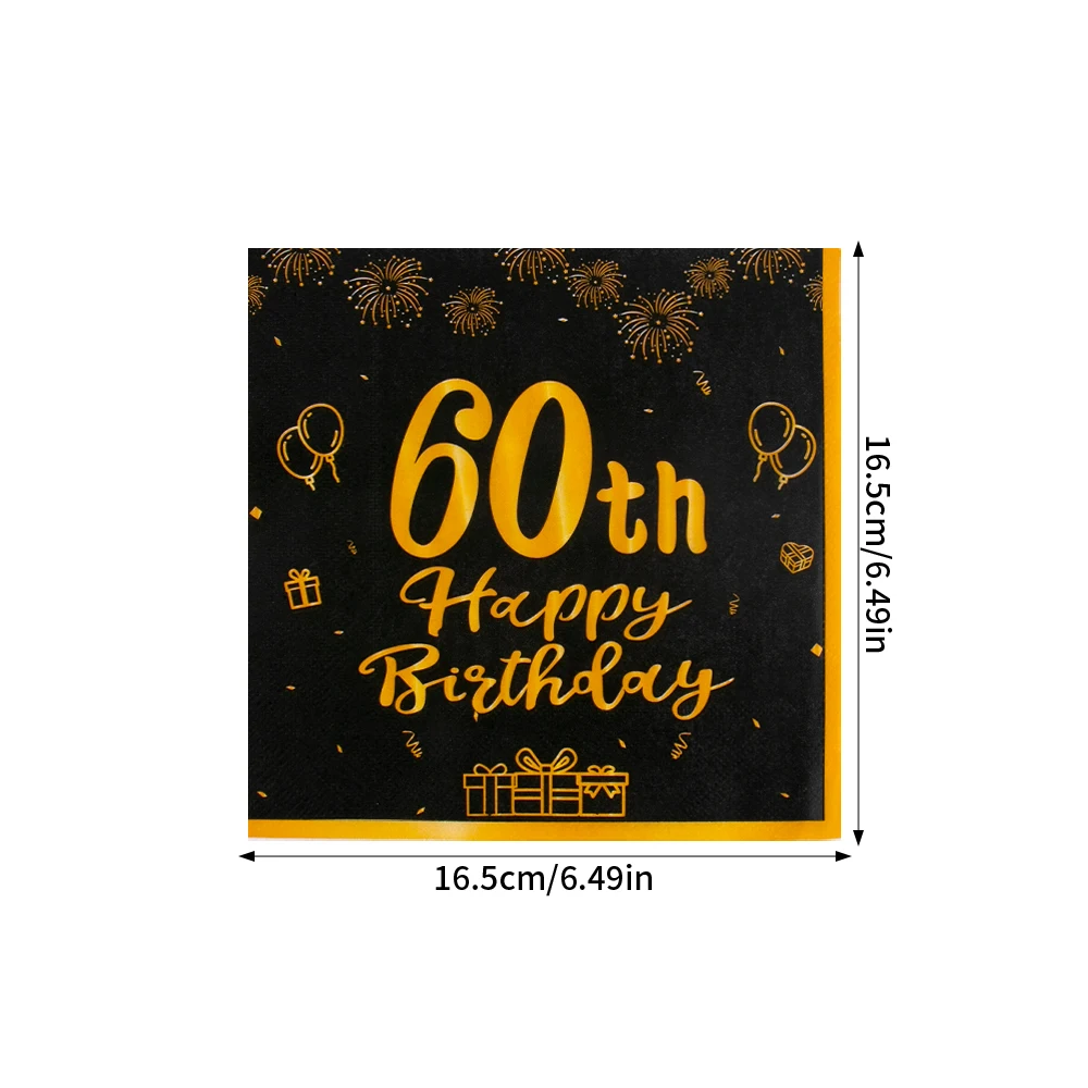 20 stuks 30e 40e 50e 60e verjaardag servetten zwart en goud jubileum servetten proost tot 50 jaar wegwerp party servetten