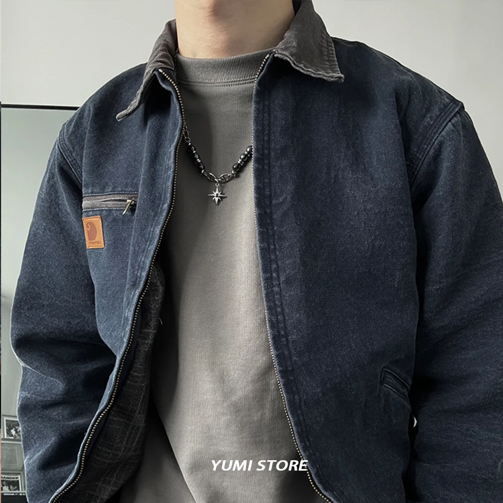 Titanium Steel Obsidian Star Necklace for Man Punk Bead Clavicle Chain Luxury Pendant Jewelry Hip-hop Accessories Wholesale