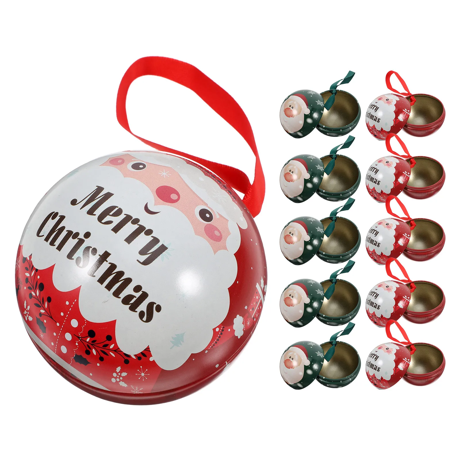 

12 Pcs Christmas Candy Tin Box Jar Ball Tree Balls Pendant Hanging European Style Hangings Ornaments Tinplate Child