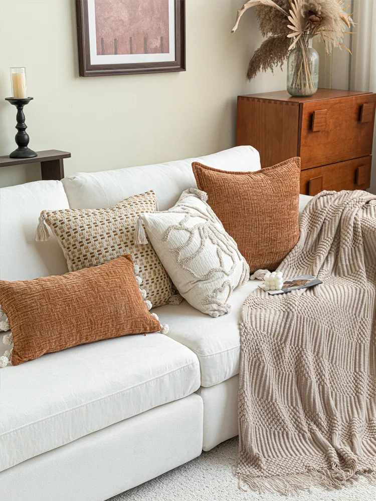 Modern mat Sofa Pillow Yellow Orange Series Artistic Sle Living Room Couch Cuion Bedding Soft Decorative Lumbar Pi...