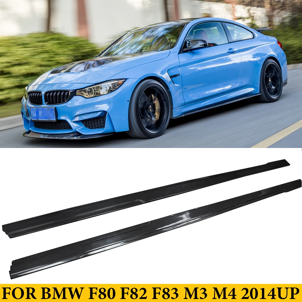 For BMW F80 M3 F82 F83 M4 2012-2017 Carbon Fiber Side Skirts Extension Lips Auto Tuning