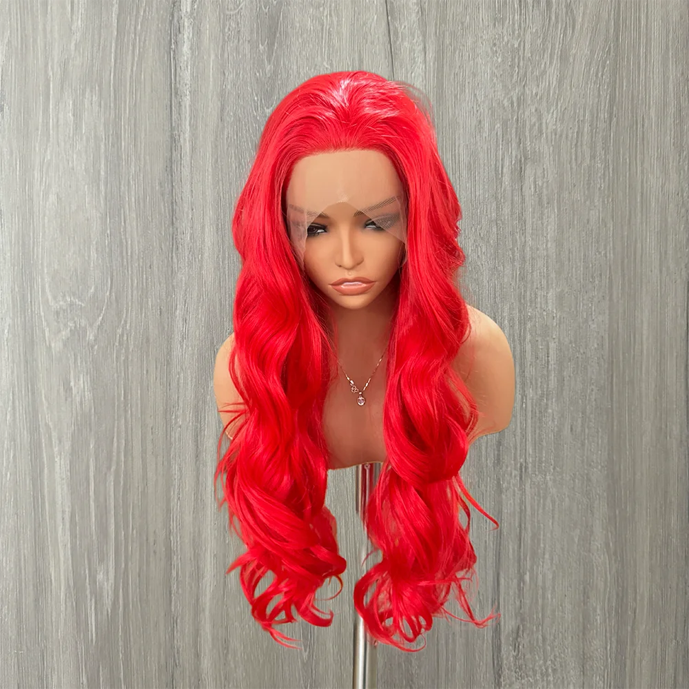 Hot Red Wig Synthetic Lace Front Wig Body Wave Colored Hair Lace Wigs For Women Synthetic Hair Lace Wigs Cosplay Anime Front