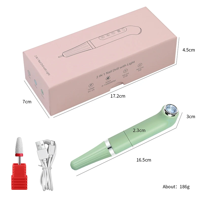 

Nail USB Multi-function Two-in-one Sanding Pen One-line Light Handheld Storage Light Therapy Light Sander