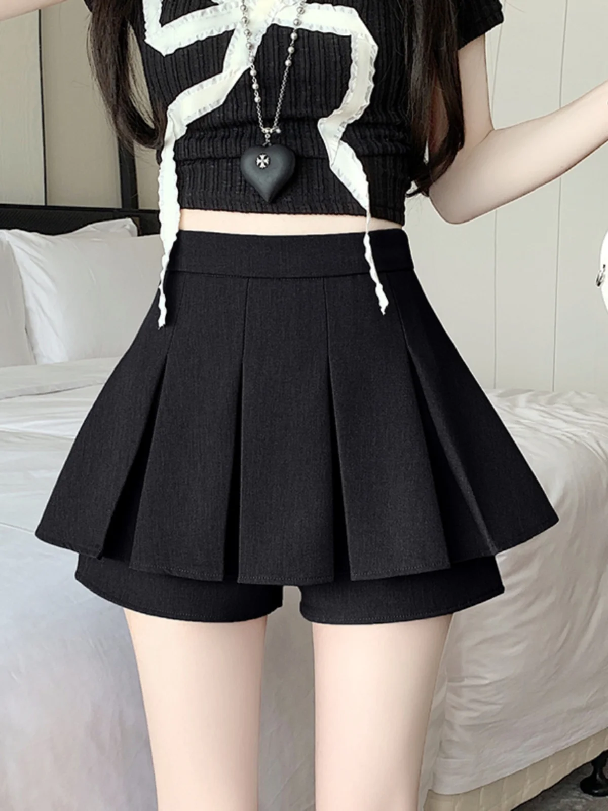 Gray Back Bowknot Half Skirt Women's Summer Small Size Bodycon  Skirt High Waist A-Line Suit Short Skirt Pants
