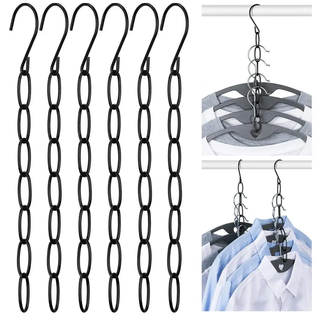 

6/10Pcs Metal Chain Clothes Hanger 7 Slots Multiple Hangers in One Collapsible Vertical Space Saving Hanger Closet Organizer