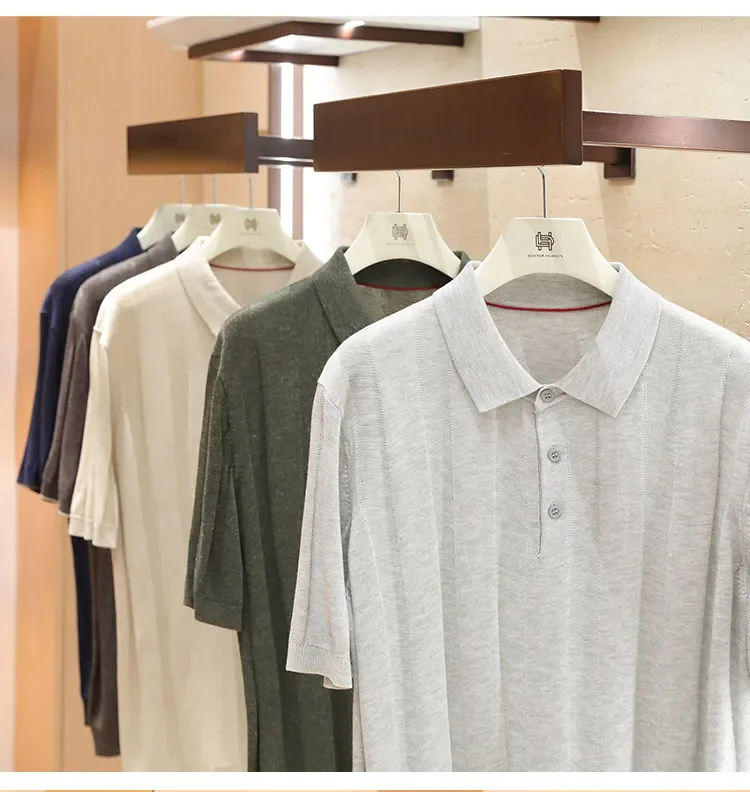 

26 summer men's old money style high-end business casual cool knitted short-sleeved POLO shirt