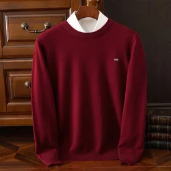 Suéter de cachemira Merina para hombre, ropa resistente al frío, cuello redondo, Jersey de Color sólido, Jersey cálido, suéteres de lana, invierno, 6XL