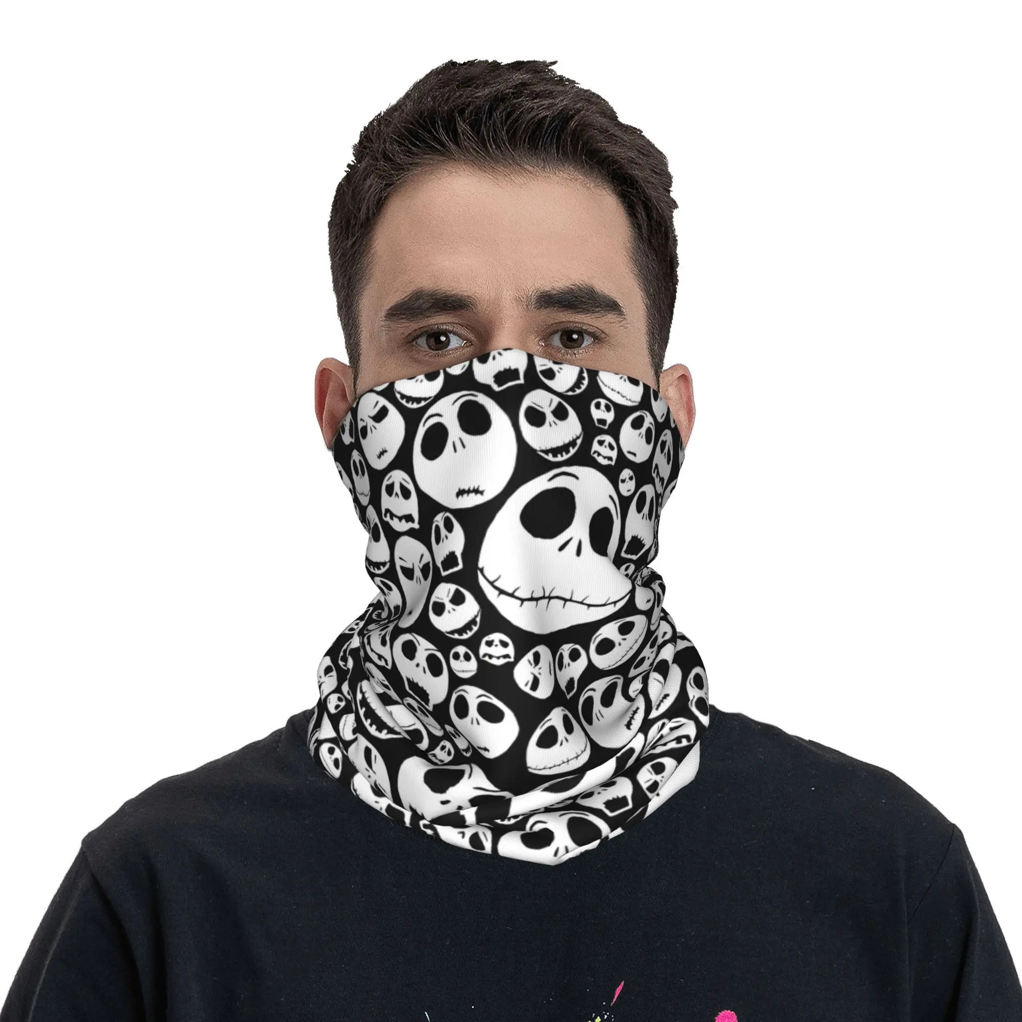 The Nightmare Before Christmas Jack Face Bandana Neck Gaiter Mask Scarf Multifunctional Headband for Men Women Adult Washable