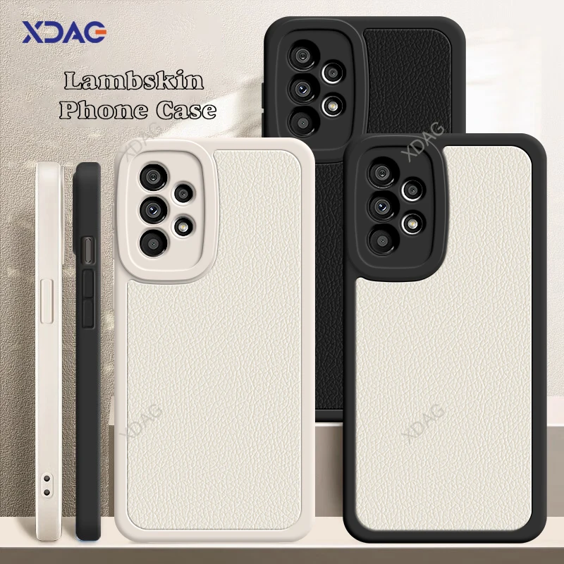 Lamb Skin Square Phone Case for Samsung Galaxy A73 A53 A33 A23 A13 5G High Qualtiy Soft Original Lens Protection Back Cover Girl