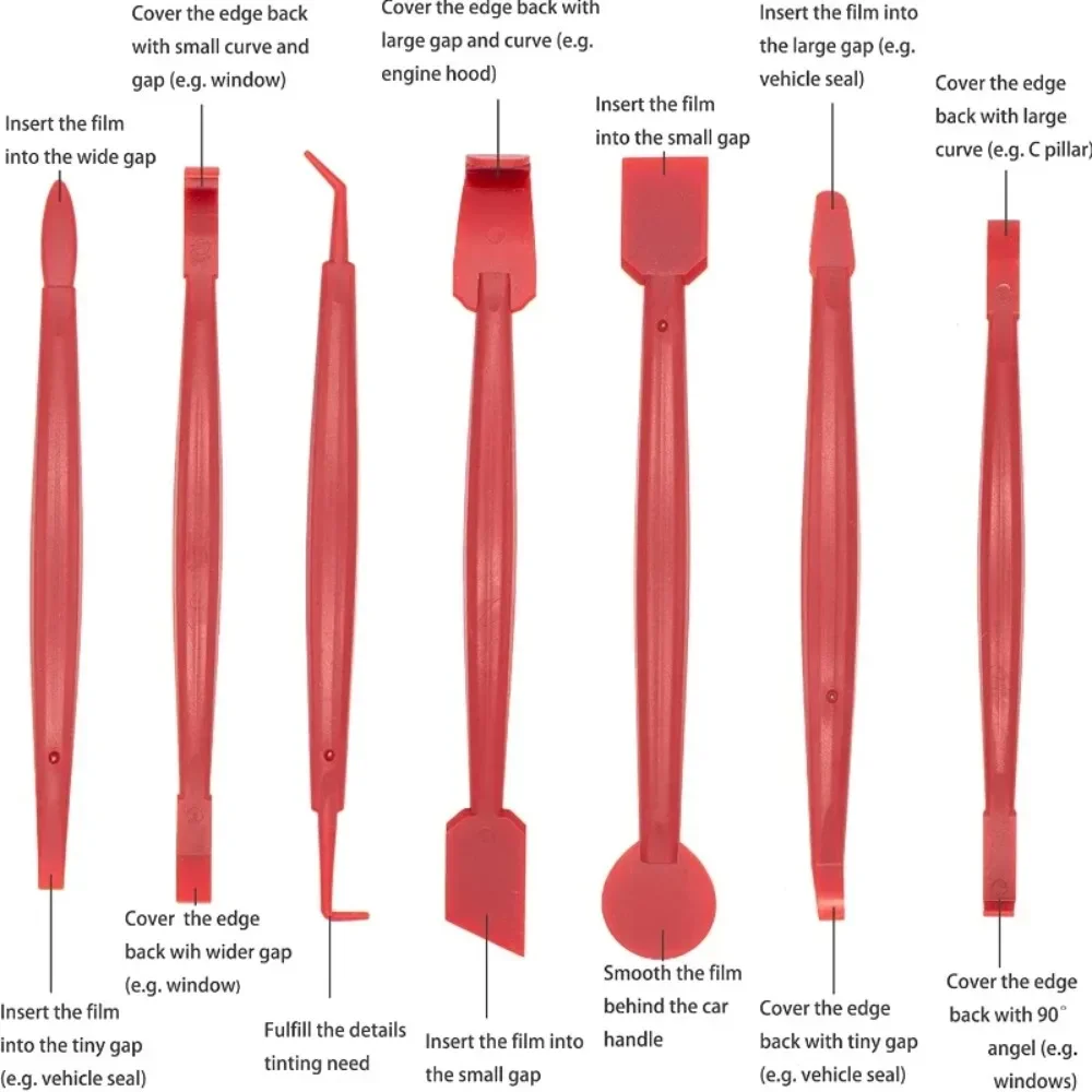 7 шт., красная автомобильная пленка, инструмент для виниловой пленки, инструменты для защиты автомобильной краски, пленка для обрезки краев, утилита