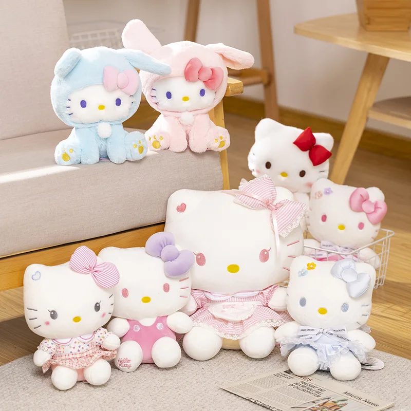 

Новинка Sanrio Kawaii Hello Kitty плюшевые игрушки Подушка Кукла Мягкие животные плюшевые украшения для дома плюшевая девочка подарок на день рождения