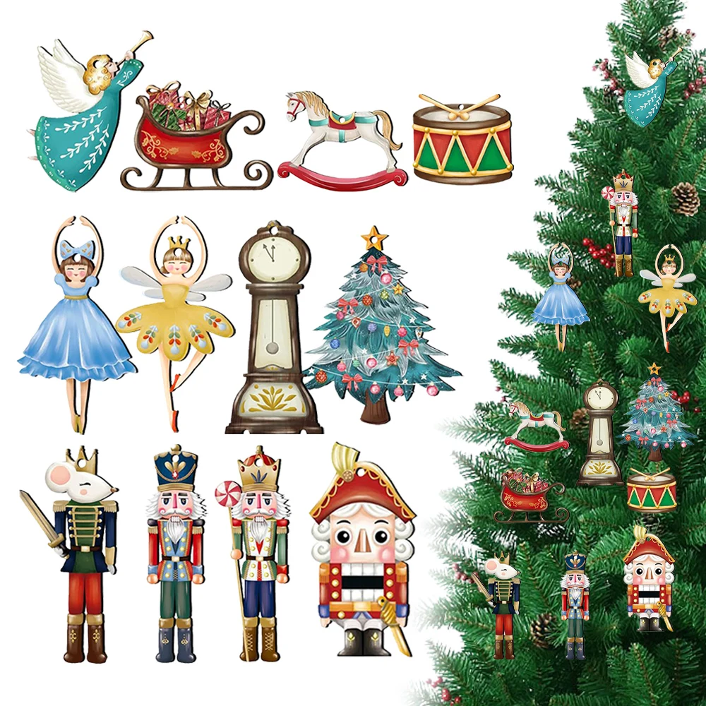 12/24/36Pcs New Year Wooden Christmas Nutcracker Soldier Pendants Christmas Tree Hanging Ornaments Navidad Natal Xmas Gifts