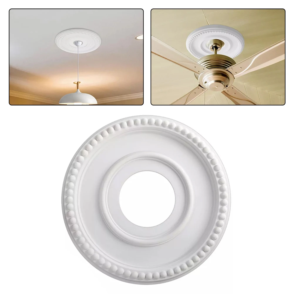 Ceiling Medallion Home Round Medallion PU White 315mm/12.4inch Decorative Ceiling Fan Light Fixtures Covers Plate Home Decor