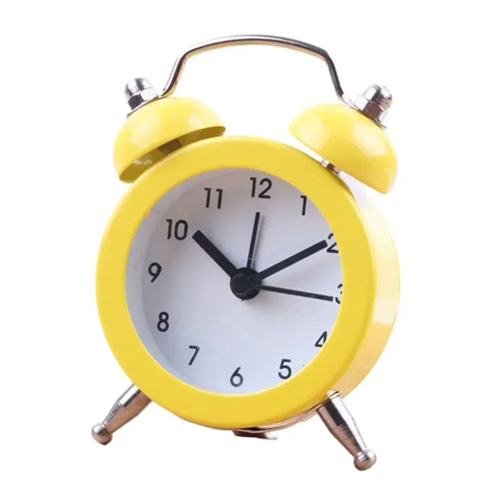 Cute Mini Metal Round Alarm Clock Desk Table Electronic Digital Clock Bedroom Living Room Alarm Clock Creative Home Decoration