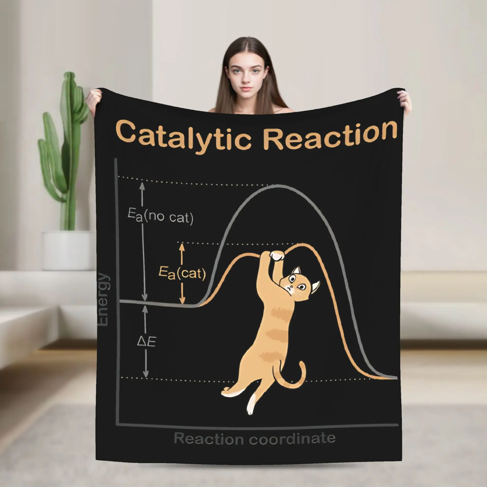 Catalytic Reaction  Blankets Quantum Mechanics Cat Fuzzy Novelty Warm Throw Blankets for Home  Winter