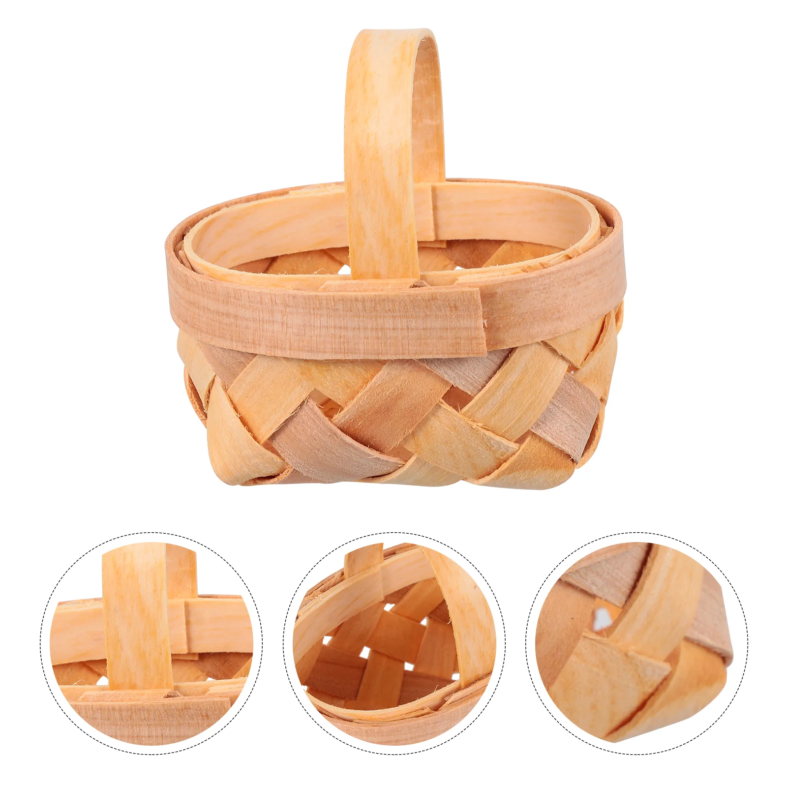 12 Pcs Woven Basket Home Mini Ornaments Birthday Gift Small Decorations Wooden Portable Baskets Chip Baby