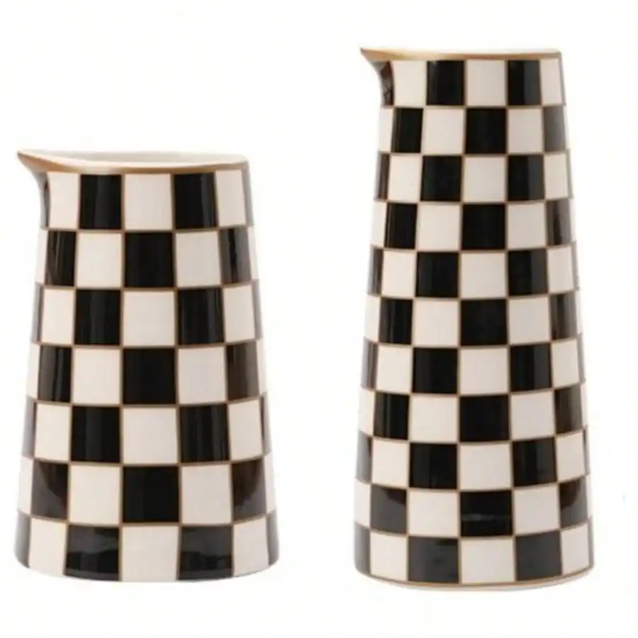 

Porcelain Flower Vase Home Decor Set Of 2 With 5.5 High And 8 High Flower Bottle
