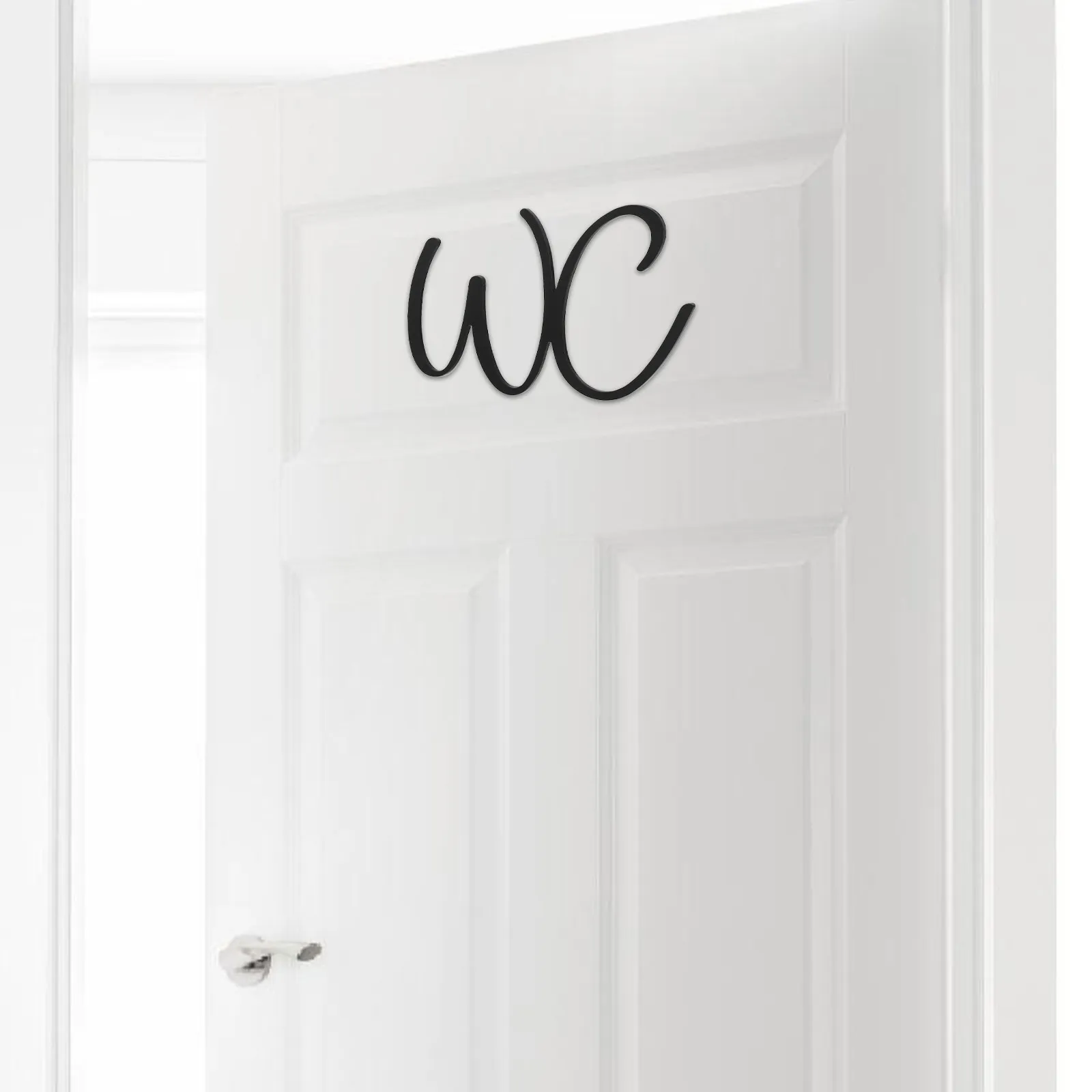 Modern Bathroom Sign Self-Adhesive Wc Sign Iron Construction Easy Install Bold Lettering for Office Home Restaurant Unisex