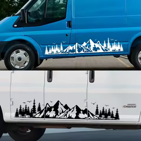 Car Sticker Van Camper Decor Decal Vinyl Mountain Forest Decoration For Truck Camper RV Bus Caravan Body Auto Tuning Accessories