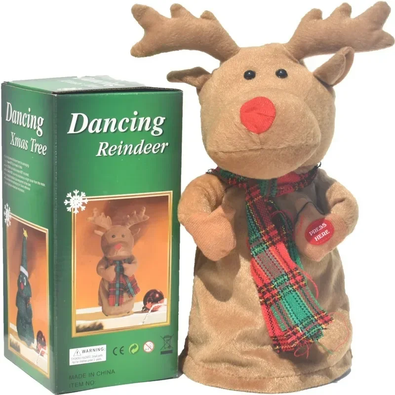 Twerking Reindeer Santa Toy, Electric Musical Dancing Santa Elk Xmas Interactive Plush Deer Toy Reindeer Stuffed Animal Decor