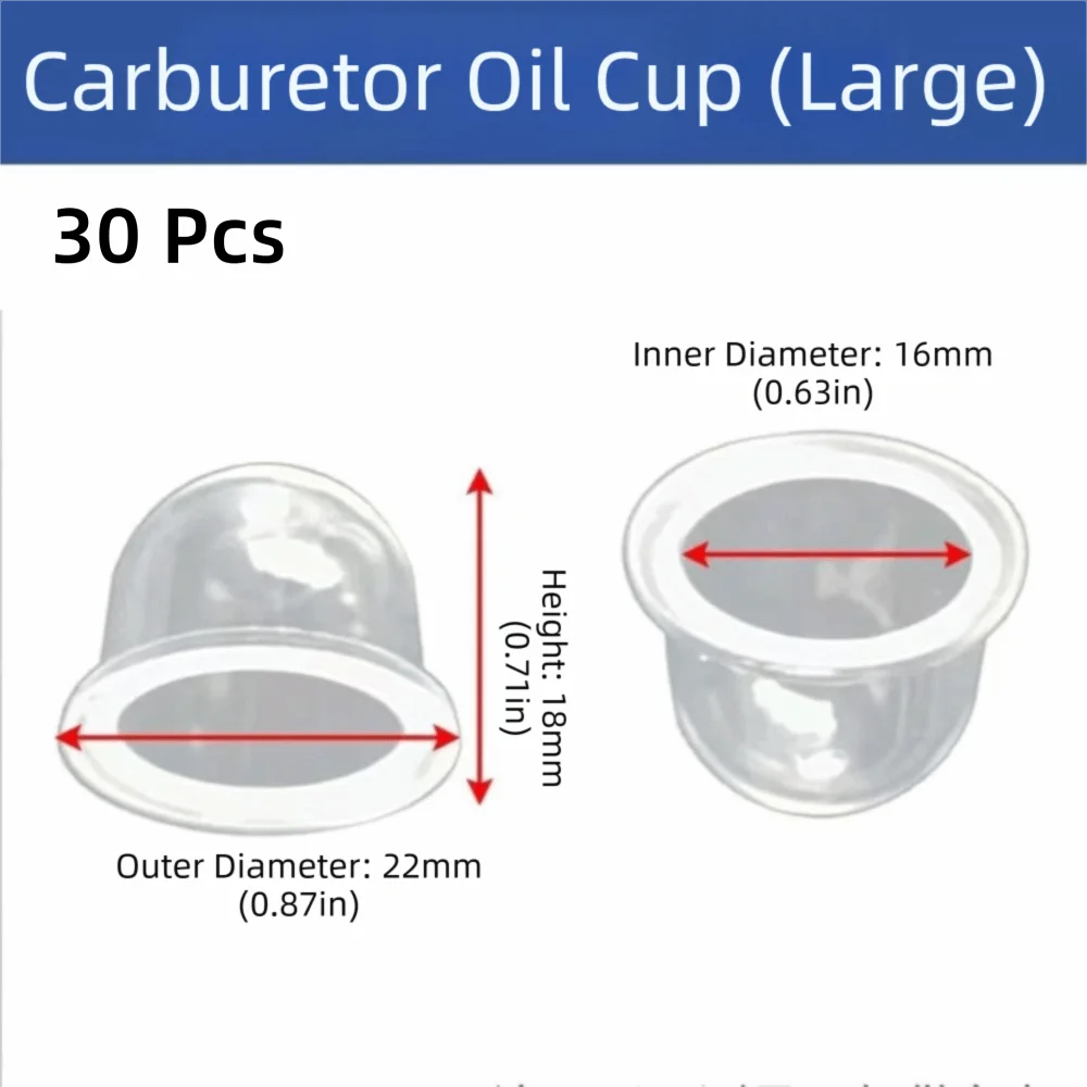 22mm Carburetor Primer Bulb PVC Material 19mm Carb Primer Bulb Cap Clear Bubble Carburetor Spare Parts Small Fuel Pump Chainsaws