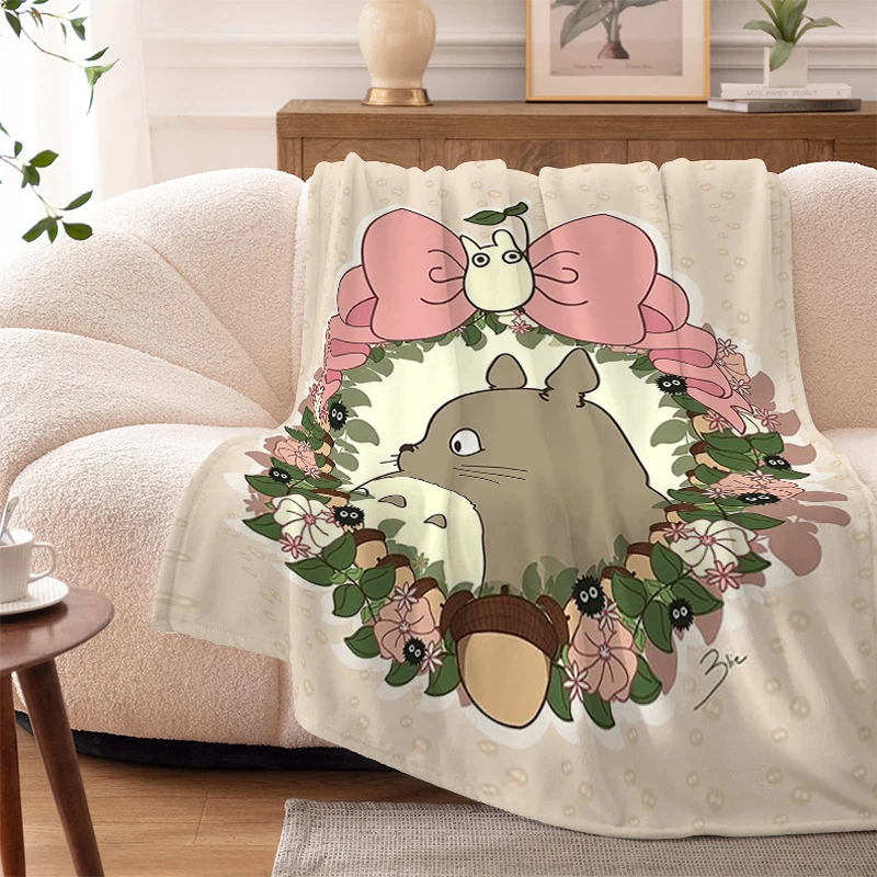 Winter Warm Sofa Fleece Camping Nap Blanket T-Totoros Double Bed Anime Cute Fluffy Soft Blankets King Size Microfiber Bedding