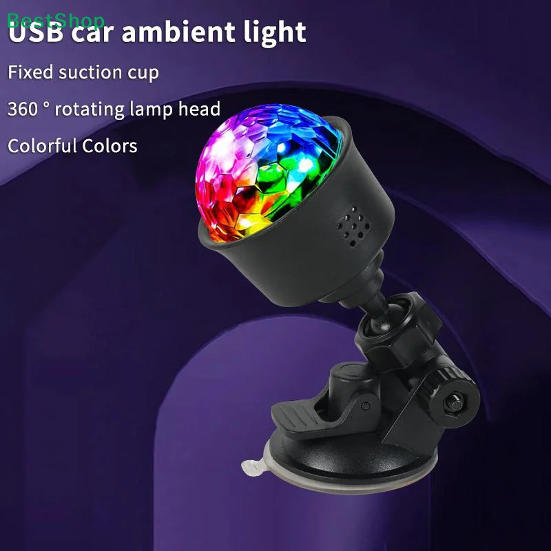 USB Car Ambient Light With 360 Degree Rotating Head Suction Cup Mount And Colorful Lighting For Car Interior Road Trips Parties